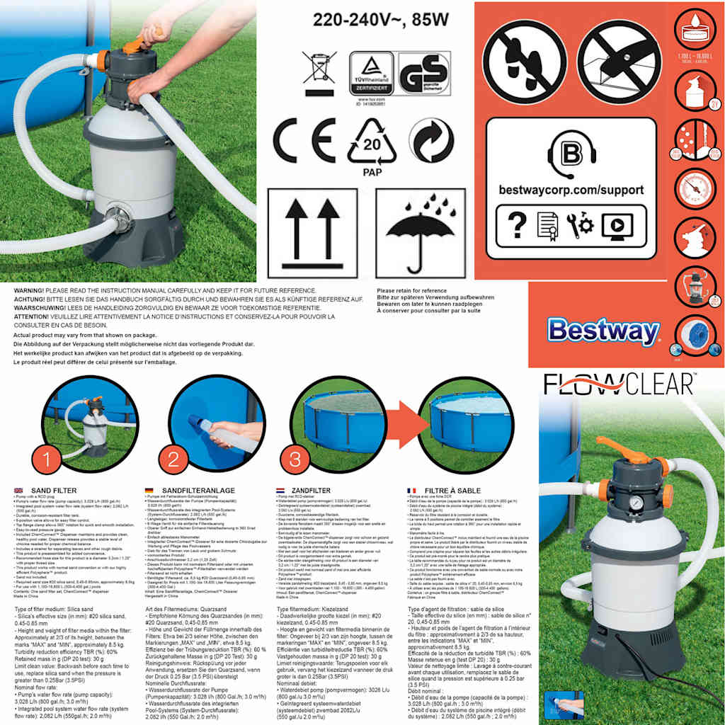 Bestway Pompa con Filtro a Sabbia Flowclear 3202504