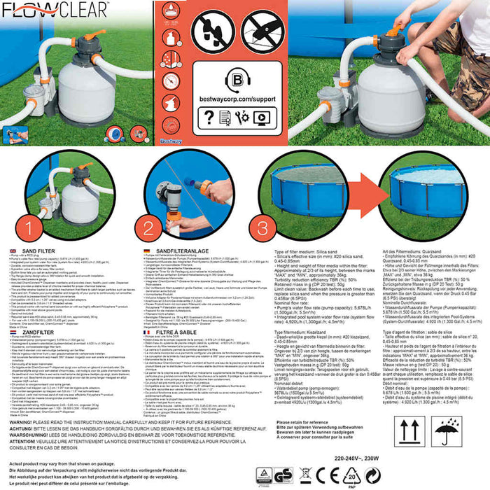 Bestway Pompa con Filtro a Sabbia Flowclear 5678 L/h 3202505