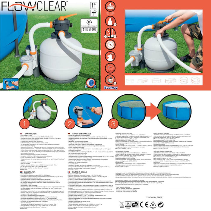 Bestway Pompa con Filtro a Sabbia Flowclear 8327 L/h 3202506