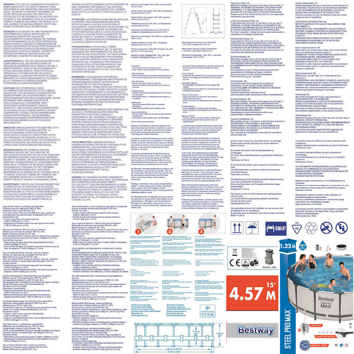 Bestway Set Piscina Rotonda Steel Pro MAX 457x122 cm 3202523