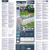 Bestway Set Piscina Power Steel Rettangolare 412x201x122 cm 3202531