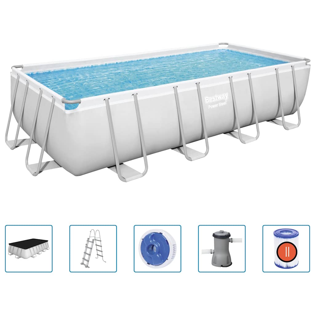 Bestway Set Piscina Power Steel Rettangolare 488x244x122 cm 3202532
