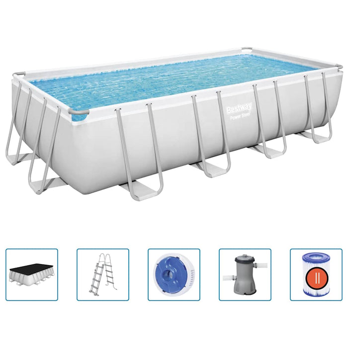 Bestway Set Piscina Power Steel Rettangolare 488x244x122 cm 3202532