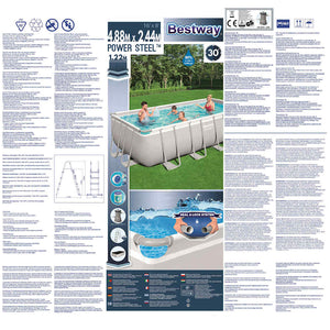 Bestway Set Piscina Power Steel Rettangolare 488x244x122 cm 3202532