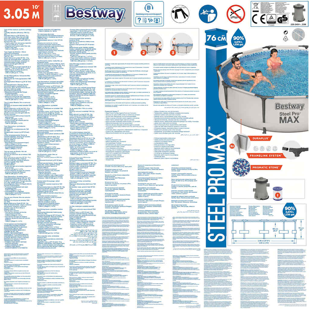 Bestway Set Piscina Steel Pro MAX 305x76 cm 3202541