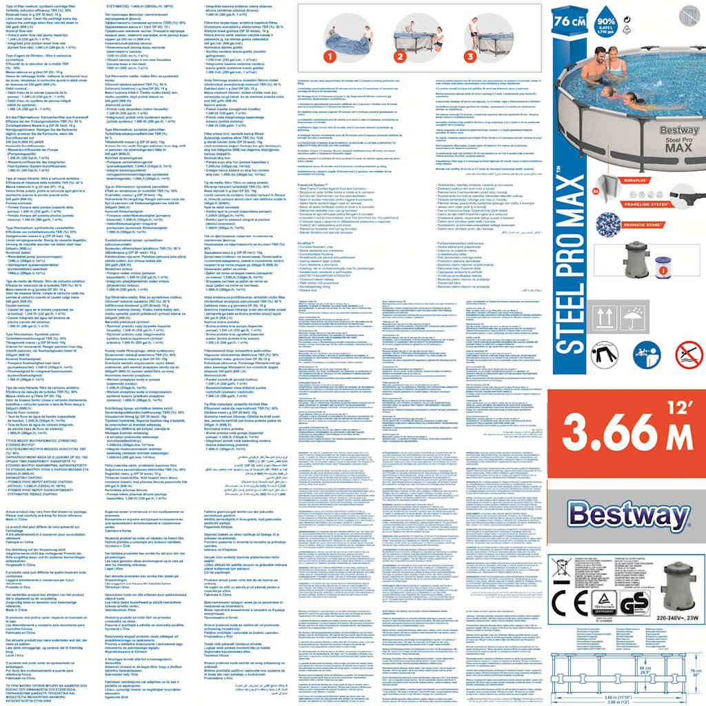 Bestway Set Piscina Steel Pro MAX 366x76 cm 3202542