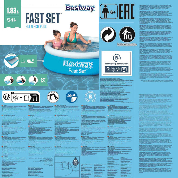 Bestway Piscina Rotonda Fast Set 183x51 cm Blu 3202551