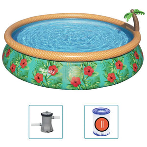 Bestway Set Piscina Gonfiabile Palme Paradisiache Fast Set 457x84 cm 3202553