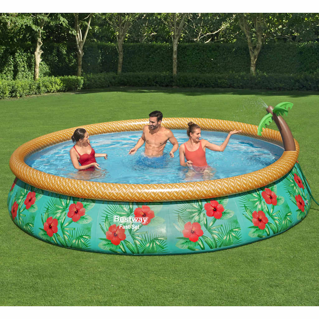 Bestway Set Piscina Gonfiabile Palme Paradisiache Fast Set 457x84 cm 3202553