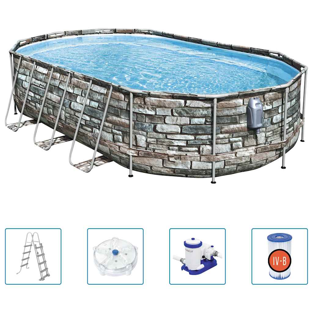 Bestway Set Piscina Ovale Power Steel Comfort Jet Series 610x366x122cmcod mxl 117818