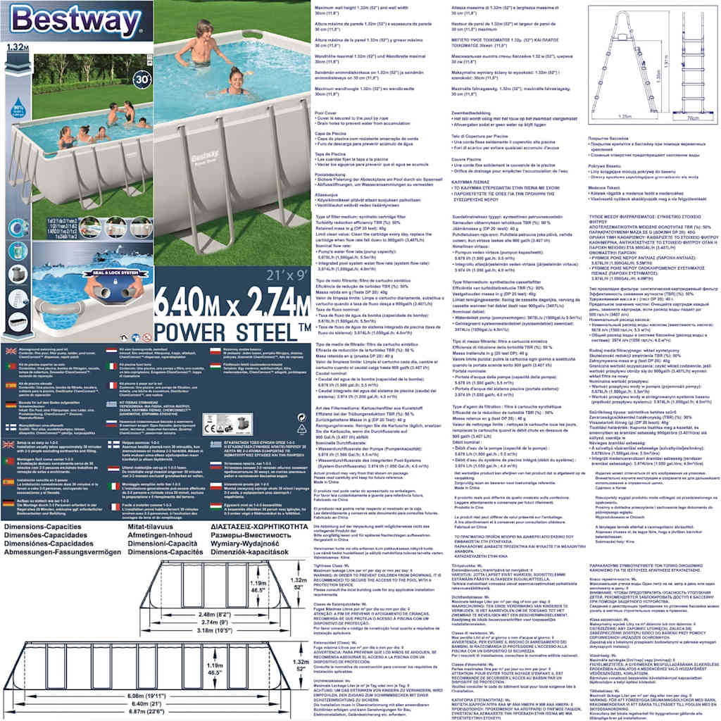 Bestway Piscina Fuori Terra Power Steel Rettangolare 19281 L 3202563