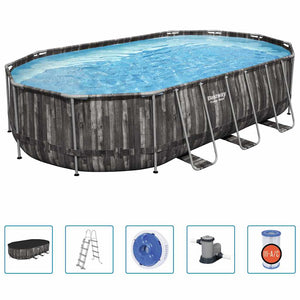Bestway Set Piscina Ovale Power Steel 488x305x107 cm 3202567