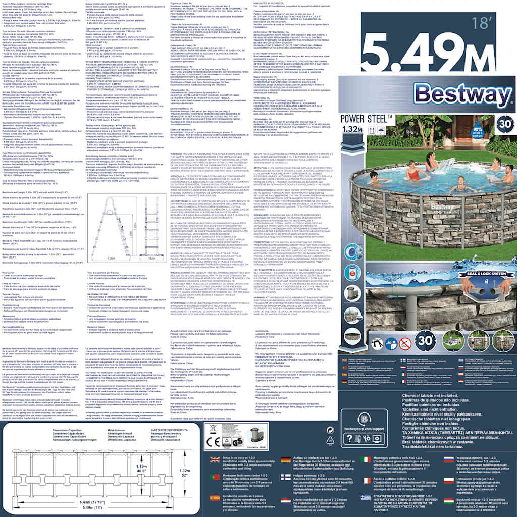 Bestway Set Piscina Power Steel 488x305x107 cm 3202570