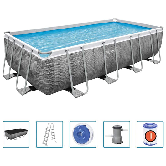 Bestway Set Piscina Power Steel Rettangolare 488x244x122 cm 3202572