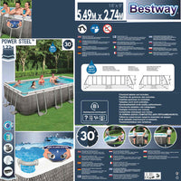Bestway Set Piscina Rettangolare Power Steel 549x274x122 cm 3202573