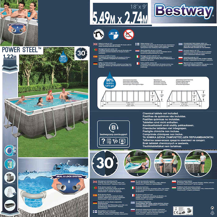 Bestway Set Piscina Rettangolare Power Steel 549x274x122 cm 3202573