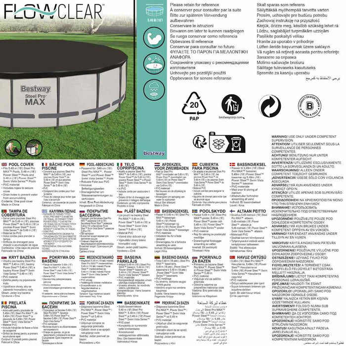 Bestway Copertura per Piscina Flowclear Fast Set 555 cm 3202588