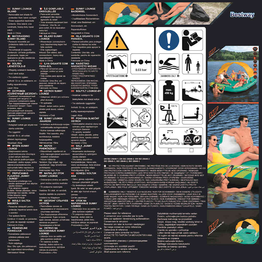 Bestway Isola Gonfiabile per 5 Persone Sunny Lounge 291x265x83 cm 3202599