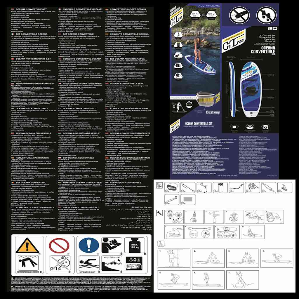 Bestway Hydro-Force Tavola da Paddle Gonfiabile Stand Up SUP Oceana 3202603