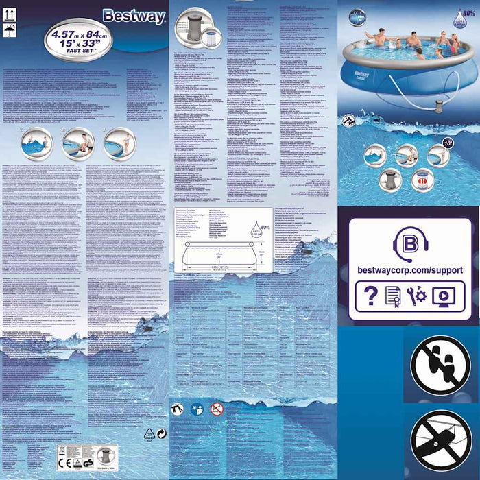 Bestway Set Piscina Gonfiabile Rotonda Fast Set 457x122 cm 3202641