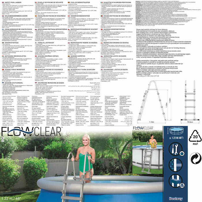 Bestway Scaletta di Sicurezza a 4 Gradini Flowclear 122 cm 3202644