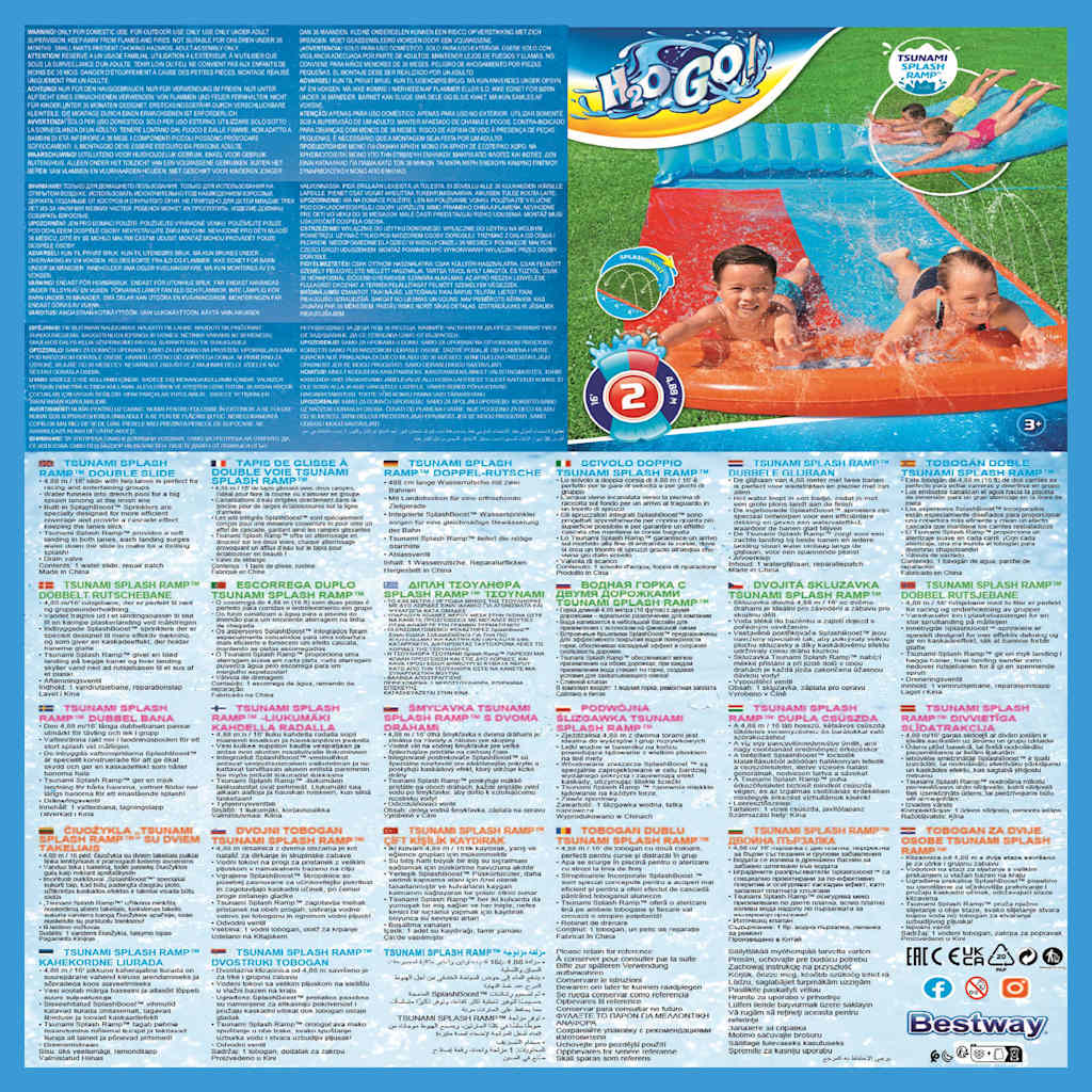 Bestway H2OGO Doppio Scivolo d'Acqua Tsunami Splash Ramp 3202663