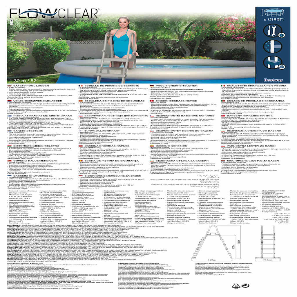 Bestway Scaletta Sicurezza per Piscina a 4 Gradini Flowclear 132 cm 3202667
