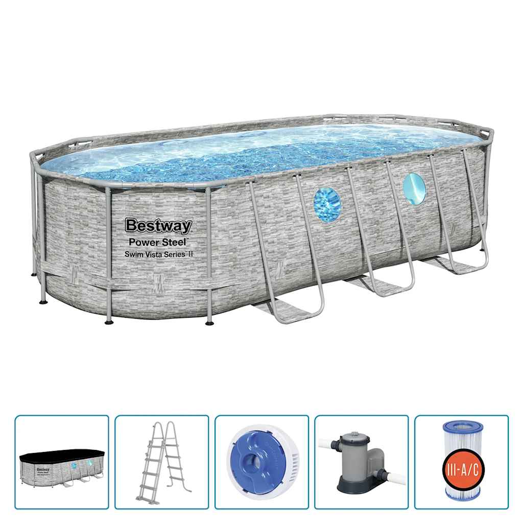 Bestway Set Piscina Power Steel Swim Vista Series 549x274x122 cm 3202672