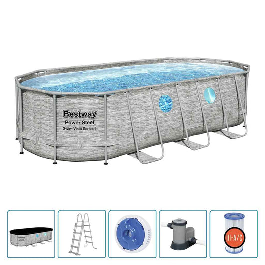Bestway Set Piscina Power Steel Swim Vista Series 549x274x122 cm 3202672