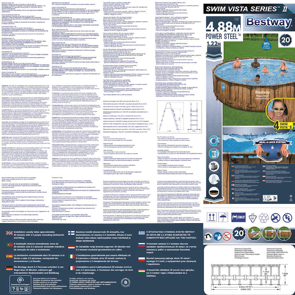 Bestway Set Piscina Power Steel 488x122 cm 3202675