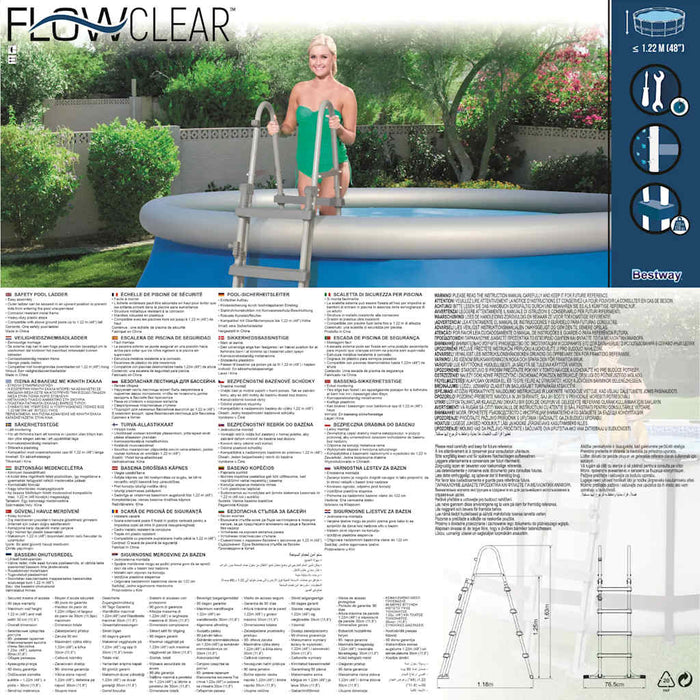 Bestway Scaletta di Sicurezza a 4 Gradini Flowclear 122 cm 3202682