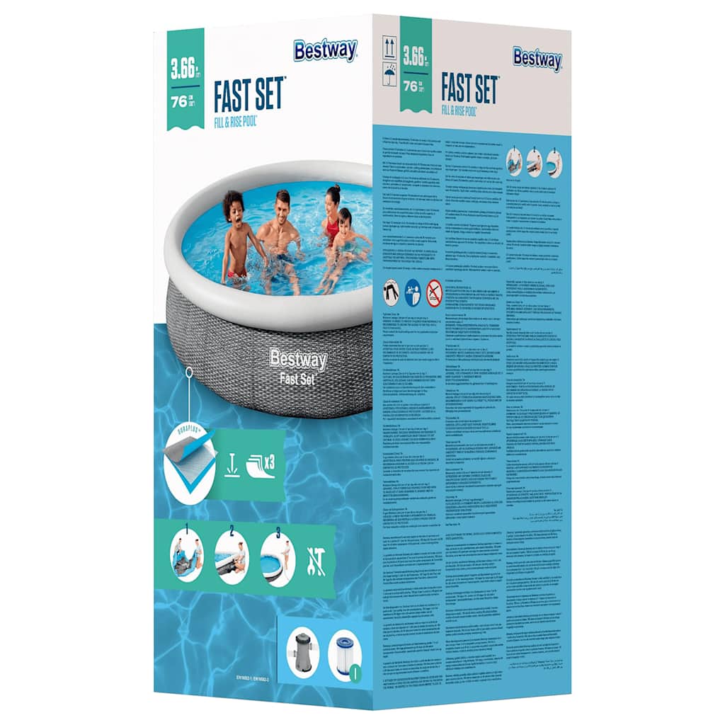 Bestway Set Piscina Rotonda 366x76 cm 3202690