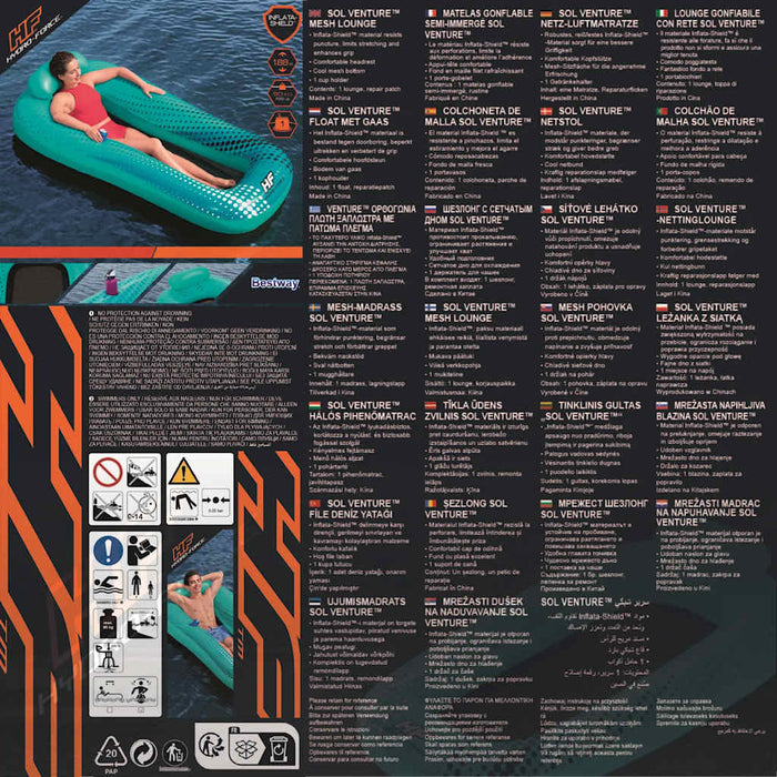 Bestway Lettino Gonfiabile Rete Hydro Force Sol Venture 188x109cm Blu 3202697