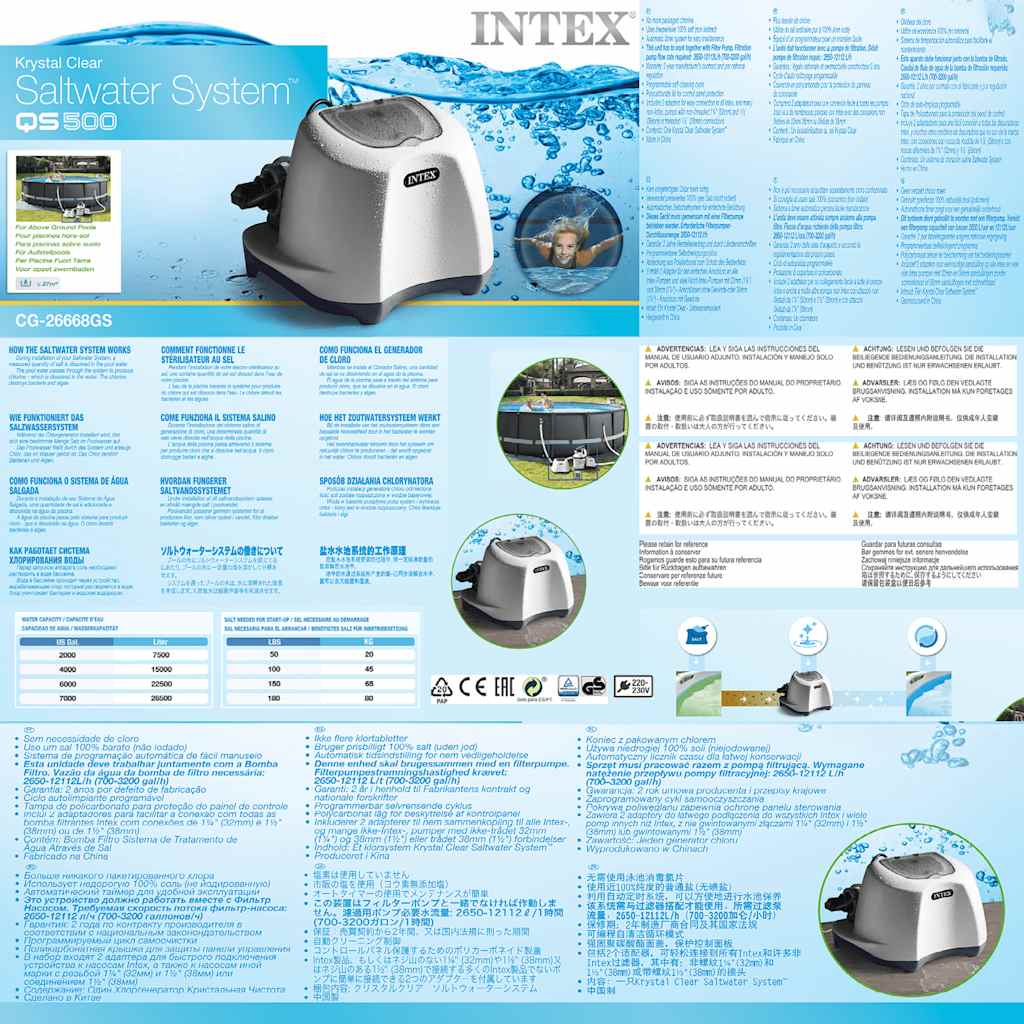 INTEX Sistema per Acqua Salata Krystal Clear ECO 26668GS 3202718