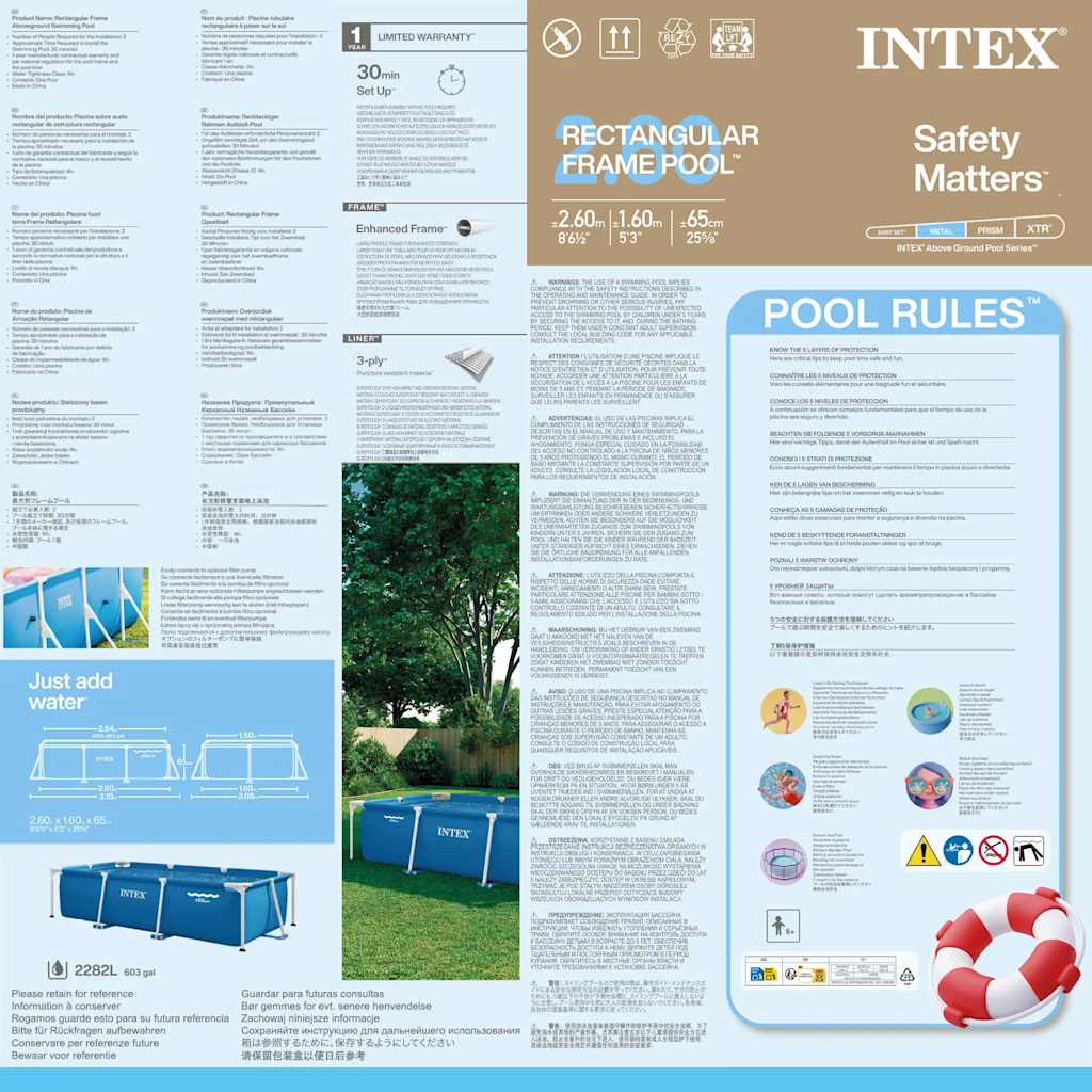 INTEX Piscina Rectangular Frame 260x160x65 cm 3202753