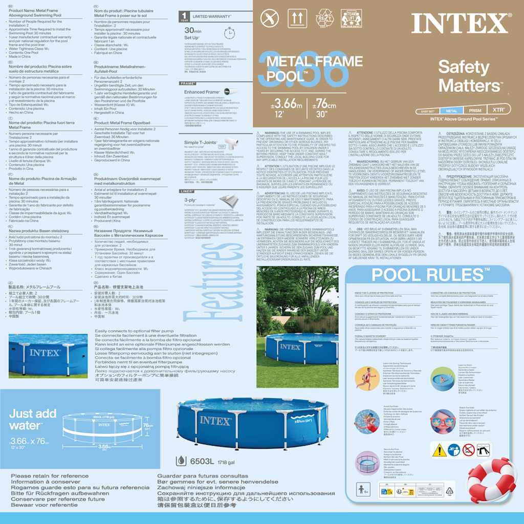 INTEX Piscina Metal Frame 366x76 cm 3202756