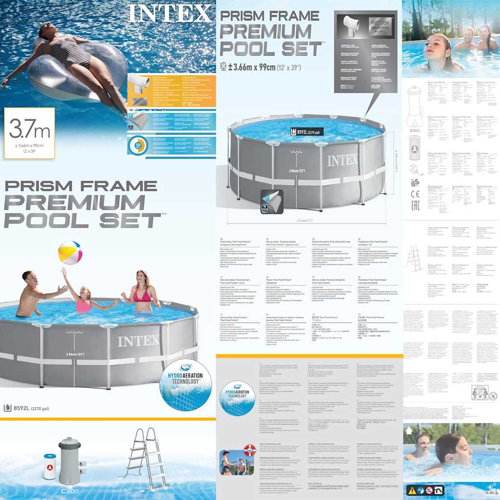 INTEX Set Piscina Prism Frame 366x99 cm 3202757