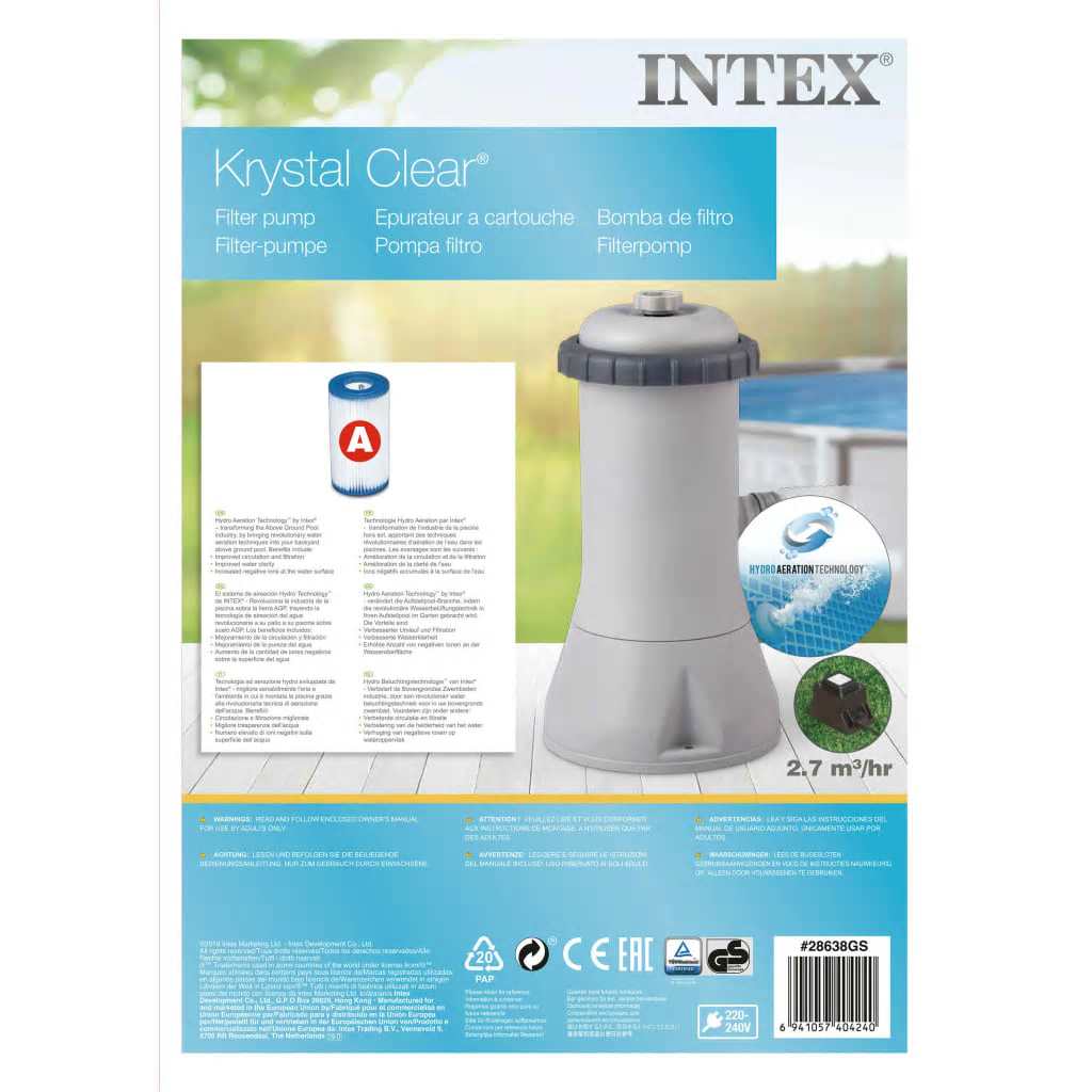 INTEX Pompa con Filtro a Cartuccia 3407 L/h 28638GS 3202767