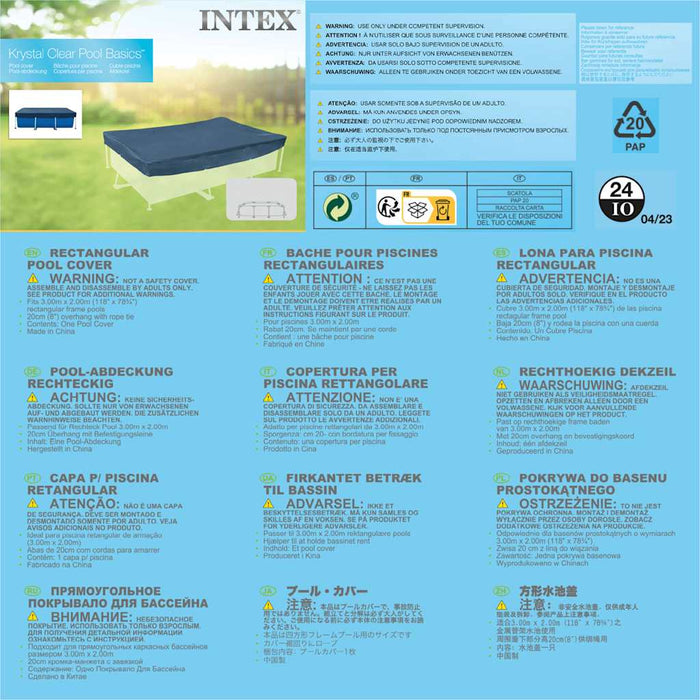 INTEX Copertura per Piscina Rettangolare 300x200 cm 3202773