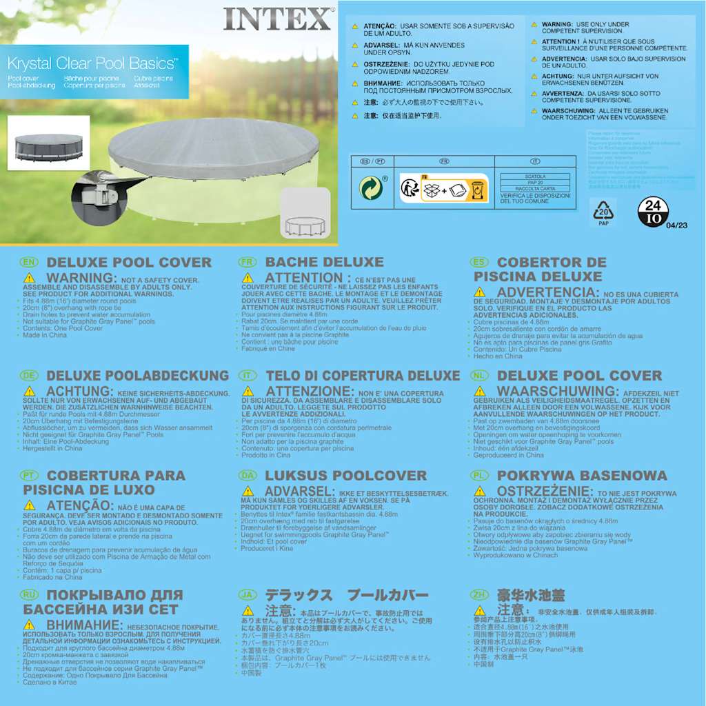 INTEX Copertura per Piscina Rotonda Deluxe 488 cm 3202789