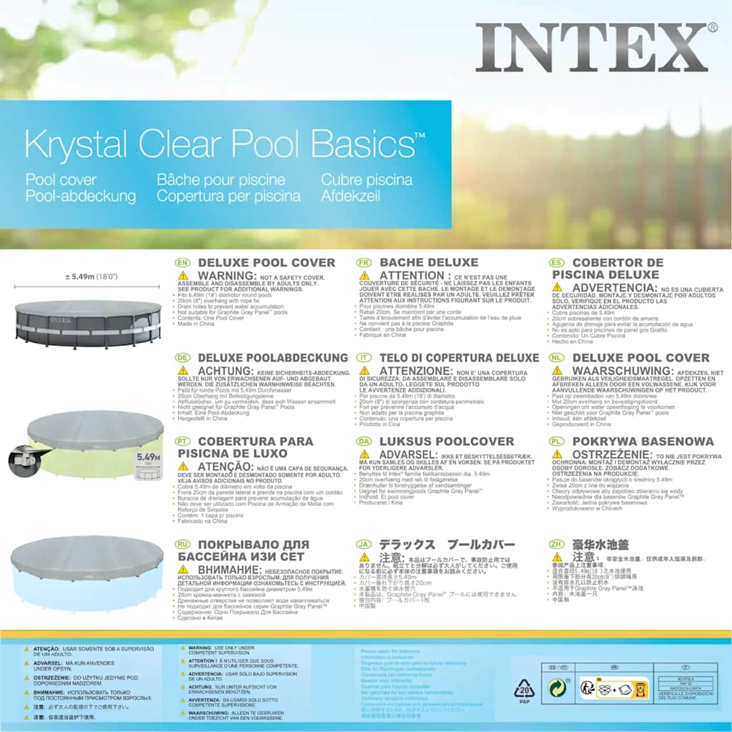 INTEX Copertura per Piscina Rotonda Deluxe 549 cm 3202790
