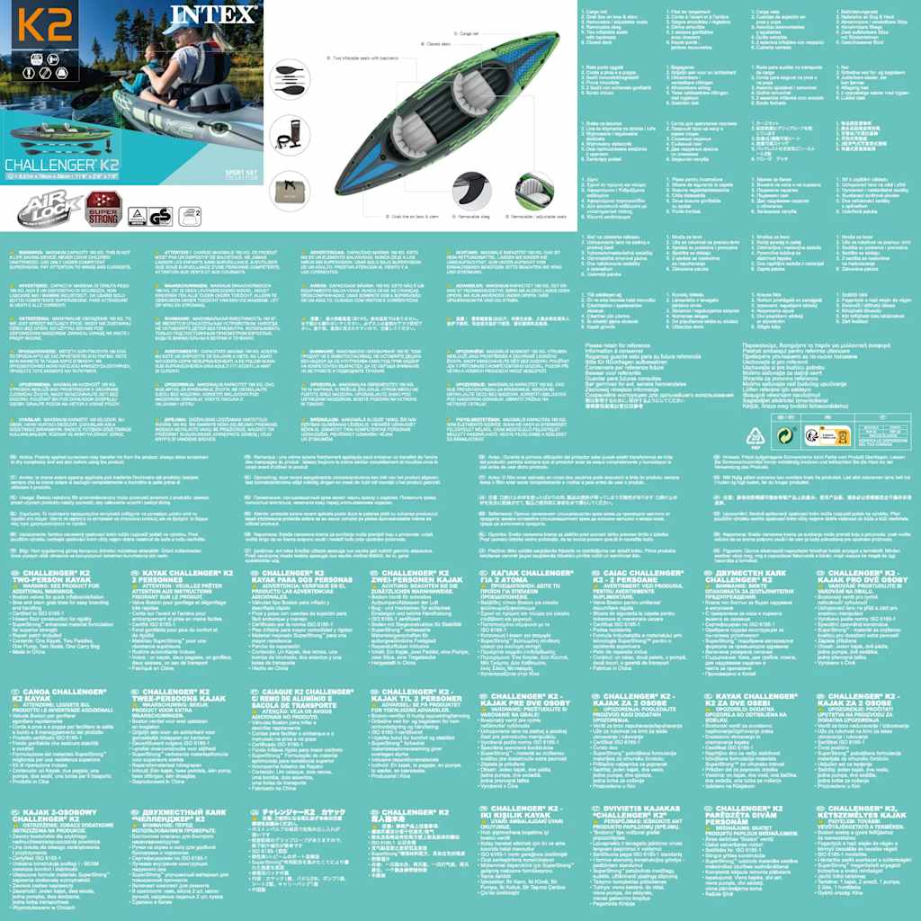 INTEX Kayak Gonfiabile Challenger K2 351x76x38 cm 68306NP 3202818