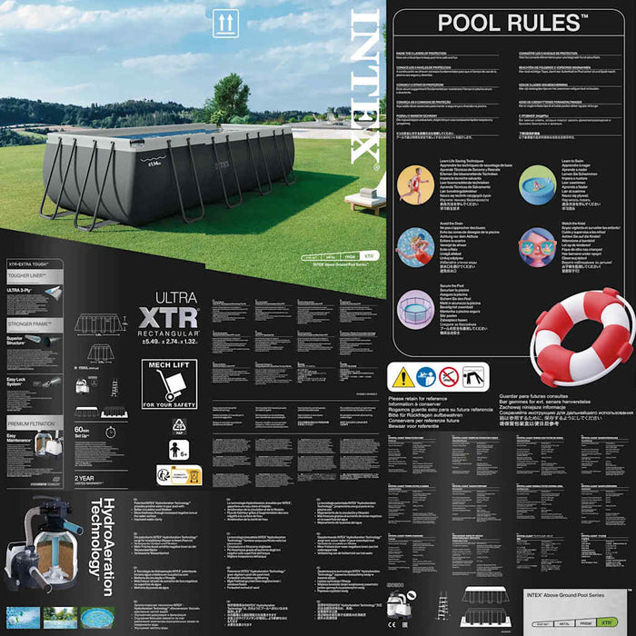INTEX Set Piscina Rettangolare Ultra XTR Frame 549x274x132 cm 26356GN 3202836