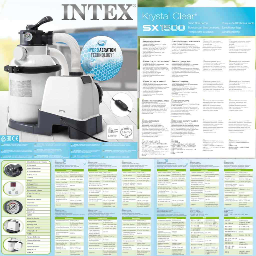 INTEX Pompa con Filtro a Sabbia Krystal Clear 26644GS 4,5 m³/h 3202837