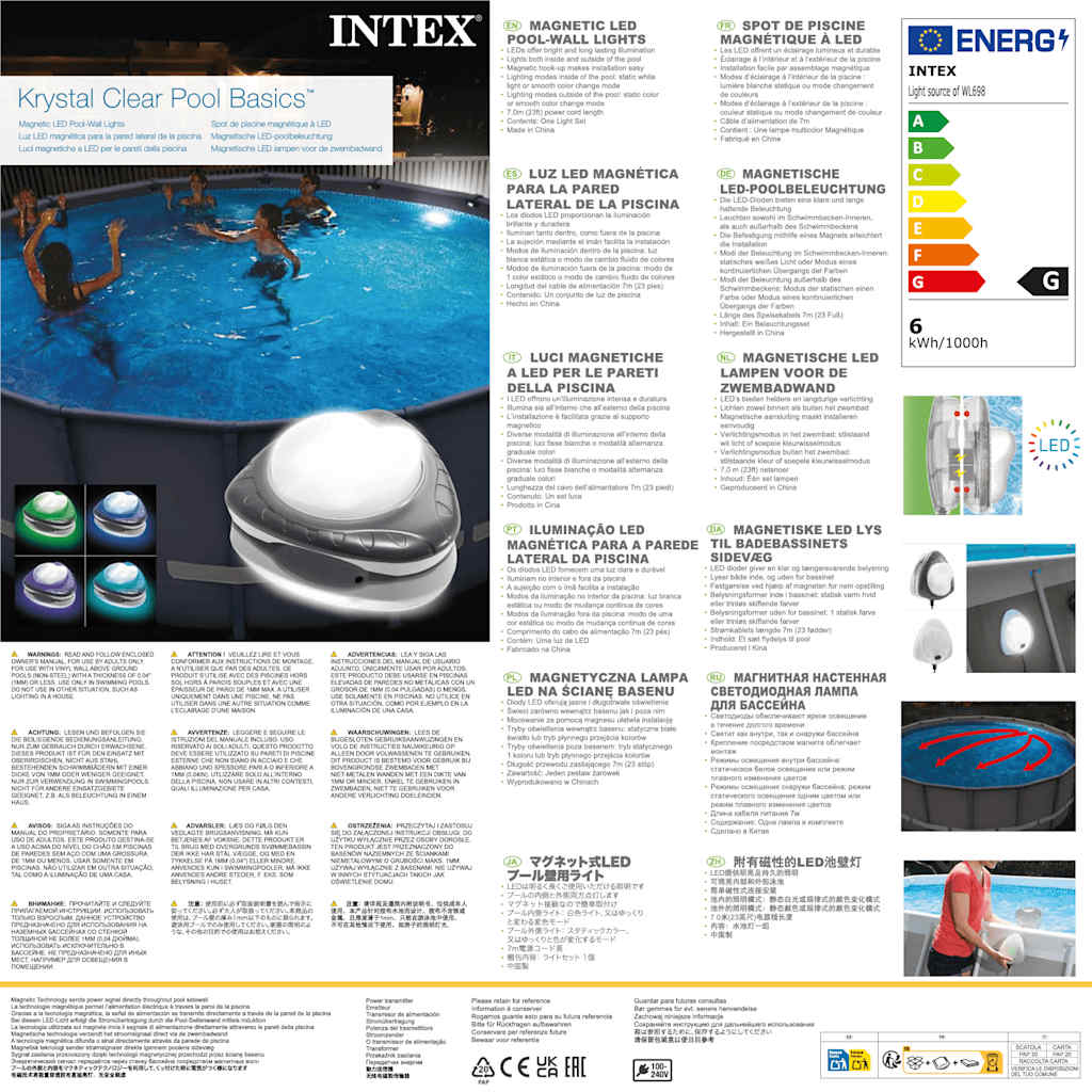 INTEX Lampada da Parete Magnetica a LED per Piscina 28698 3202839