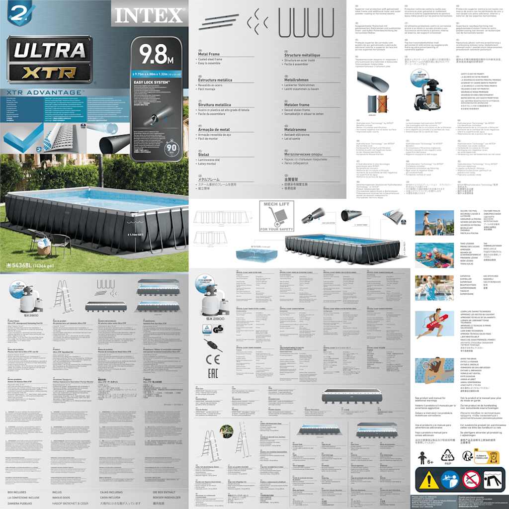INTEX Set Piscina Ultra XTR Frame Rettangolare 975x488x132 cm 3202847