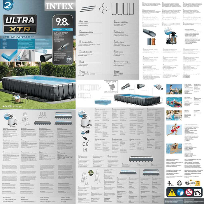 INTEX Set Piscina Ultra XTR Frame Rettangolare 975x488x132 cm 3202847