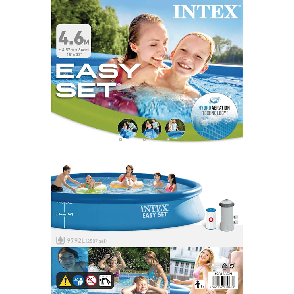 INTEX Piscina Easy Set con Sistema di Filtri 457x84 cm 3202882
