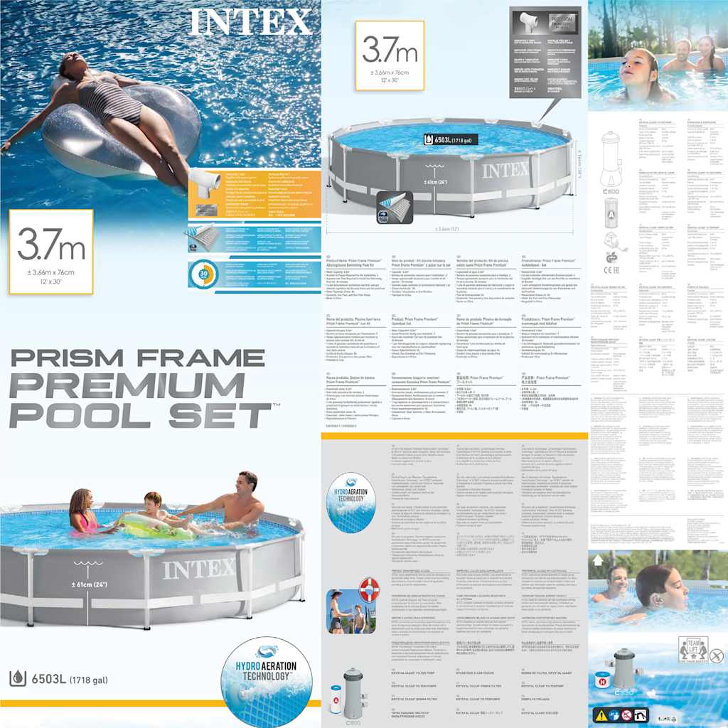 INTEX Set Piscina Prism Frame Premium 366x76 cm 3202886