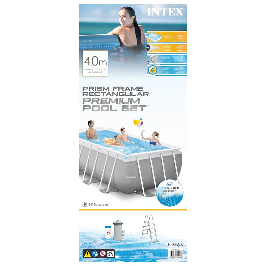 INTEX Set Piscina Prism Frame Rettangolare 400x200x122 cm 3202888